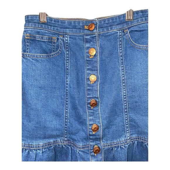 MADEWELL Denim A-Line Skirt Size 23 Button Front Blue Pockets Women’s - Picture 3 of 4
